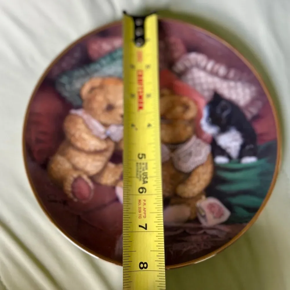VTG Teddy Bears + Kitten Porcelain Bear Facts Collectible Plate Franklin Mint